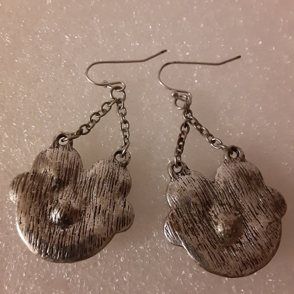 Orange, Turquoise and Yellow Artsy Earrings - Picture 4 of 4